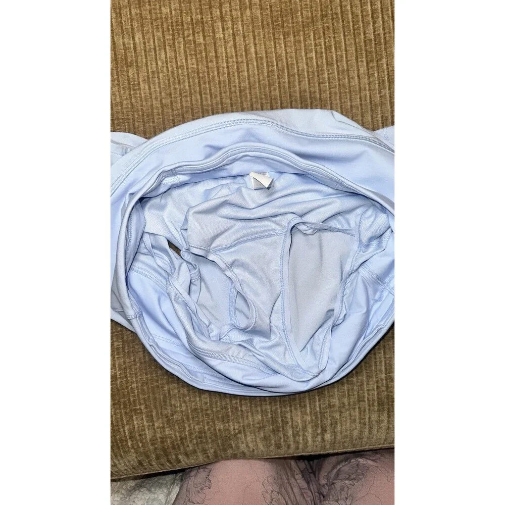 Lululemon Speed Up High-Rise Lined Powder Blue Shorts Zippered Back Pocket Sz 10